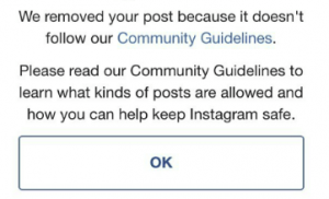  removeu a postagem do instagram 